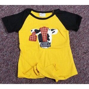 Golden Applique Tie Front Cow Shirt 8/9